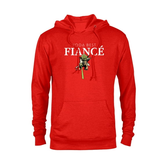 Star Wars Yoda Best Fiancé Lightsaber Engagement Gift- Pullover Hoodie for Adults - Customized-Red
