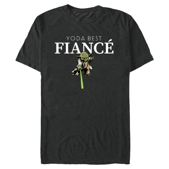 Star Wars Yoda Best Fiancé Lightsaber Engagement Gift- Short Sleeve Blended T-Shirt for Adults - Customized-Dark Heather