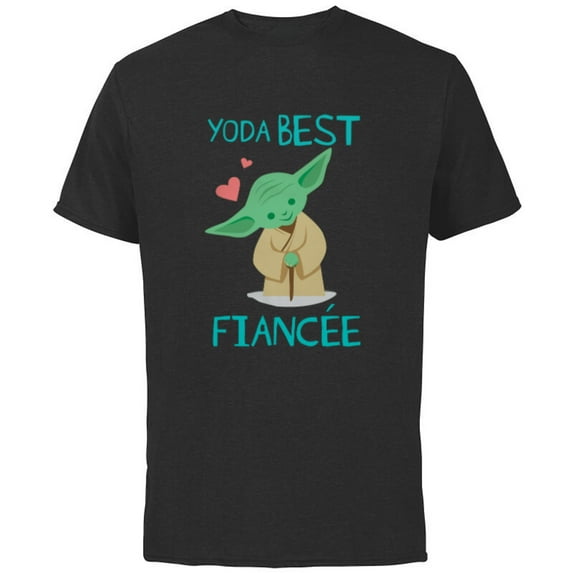 Star Wars Yoda Best Fiancée Yoda Chibi Portrait Family- Short Sleeve Cotton T-Shirt for Adults - Customized-Black