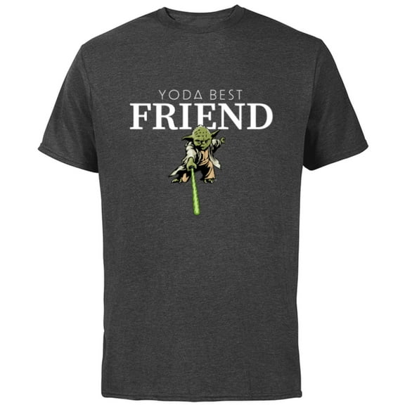 Star Wars Yoda Best Friend Lightsaber Gift Friend Birthday- Short Sleeve Cotton T-Shirt for Adults - Customized-Charcoal