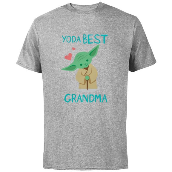 Star Wars Yoda Best Grandma Yoda Chibi Portrait Mother’s Day - Short Sleeve Cotton T-Shirt for Adults - Customized-Athletic Heather