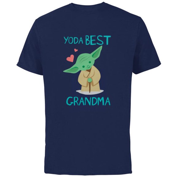 Star Wars Yoda Best Grandma Yoda Chibi Portrait Mother’s Day - Short Sleeve Cotton T-Shirt for Adults - Customized-Navy