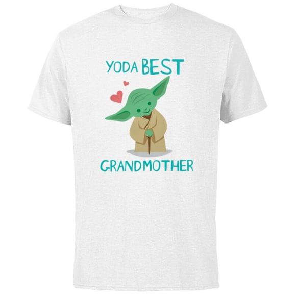 Star Wars Yoda Best Grandmother Chibi Portrait Mother’s Day - Short Sleeve Cotton T-Shirt for Adults - Customized-White