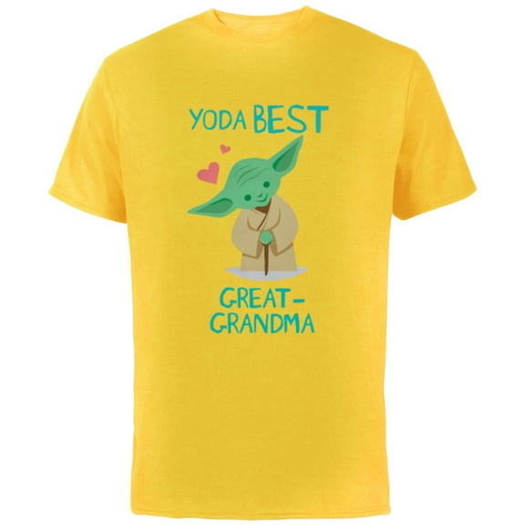 Star Wars Yoda Best Great-Grandma Yoda Chibi Mother’s Day - Short Sleeve Cotton T-Shirt for Adults - Customized-Yellow