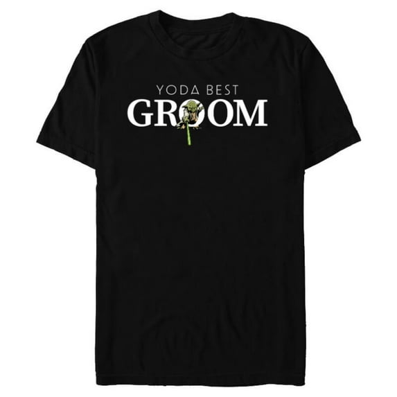 Star Wars Yoda Best Groom Lightsaber Wedding Honeymoon Gift- Short Sleeve Blended T-Shirt for Adults - Customized-Black