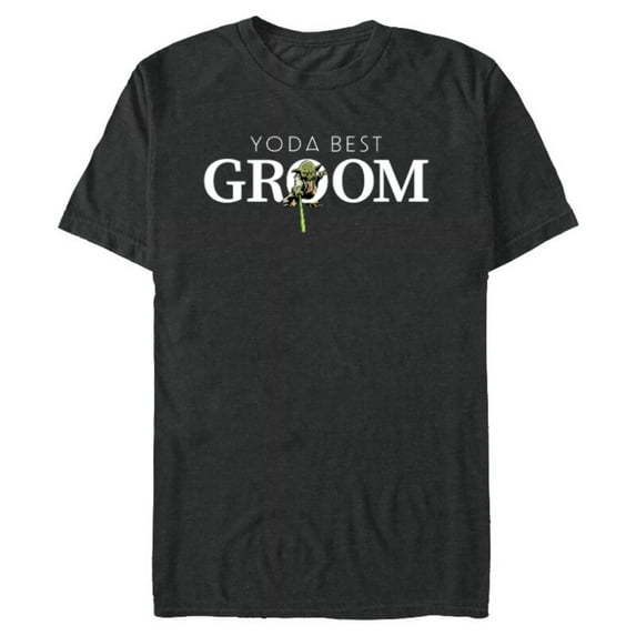 Star Wars Yoda Best Groom Lightsaber Wedding Honeymoon Gift- Short Sleeve Blended T-Shirt for Adults - Customized-Dark Heather
