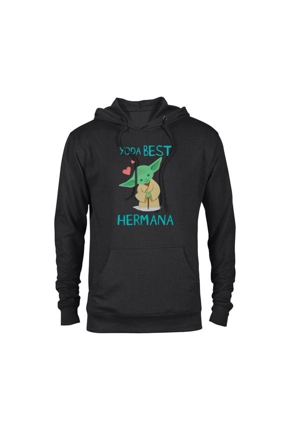 Yoda Best Hermana Yoda Chibi Familia Spanish- Pullover Hoodie for Adults - Customized-Black