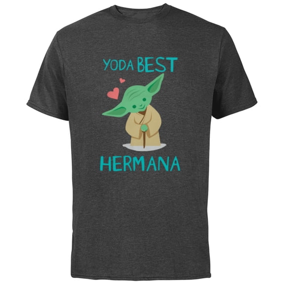 Star Wars Yoda Best Hermana Yoda Chibi Familia Spanish- Short Sleeve Cotton T-Shirt for Adults - Customized-Charcoal