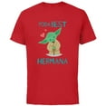 thumbnail image 1 of Star Wars Yoda Best Hermana Yoda Chibi Familia Spanish- Short Sleeve Cotton T-Shirt for Adults - Customized-Red, 1 of 5