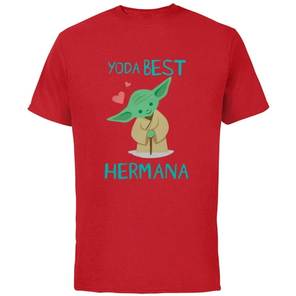 Star Wars Yoda Best Hermana Yoda Chibi Familia Spanish- Short Sleeve Cotton T-Shirt for Adults - Customized-Red