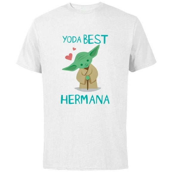 Star Wars Yoda Best Hermana Yoda Chibi Familia Spanish- Short Sleeve Cotton T-Shirt for Adults - Customized-White