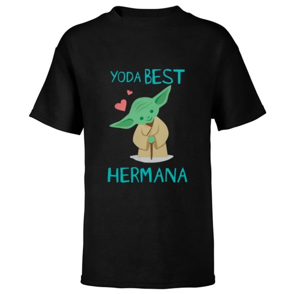 Star Wars Yoda Best Hermana Yoda Chibi Familia Spanish- Short Sleeve T-Shirt for Kids - Customized-Black