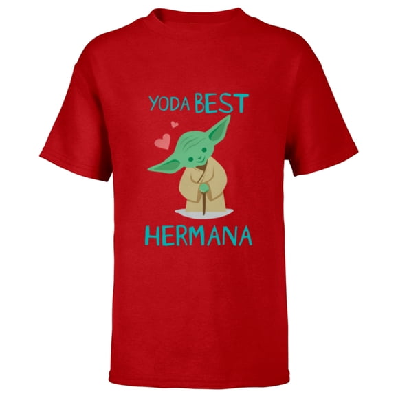 Star Wars Yoda Best Hermana Yoda Chibi Familia Spanish- Short Sleeve T-Shirt for Kids - Customized-Red