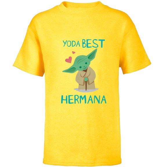 Star Wars Yoda Best Hermana Yoda Chibi Familia Spanish- Short Sleeve T-Shirt for Kids - Customized-Yellow