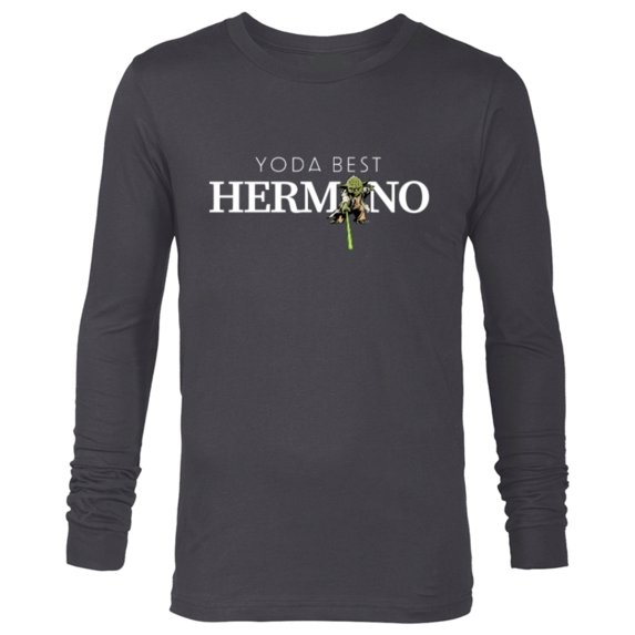 Star Wars Yoda Best Hermano Lightsaber Gift Familia Spanish- Long Sleeve T-Shirt for Men - Customized-Charcoal Heather