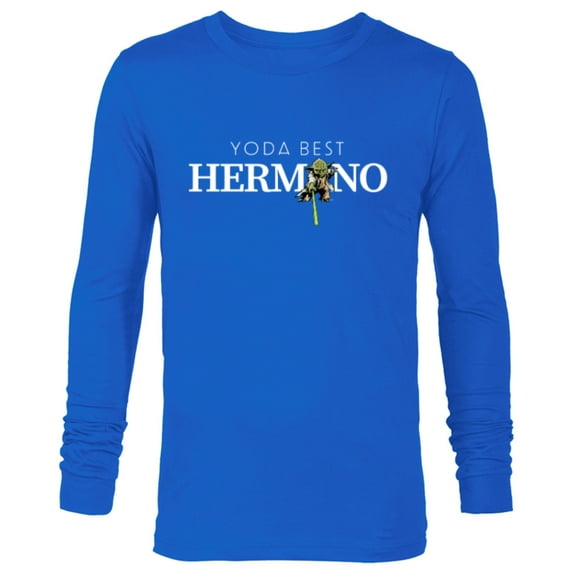 Star Wars Yoda Best Hermano Lightsaber Gift Familia Spanish- Long Sleeve T-Shirt for Men - Customized-Navy