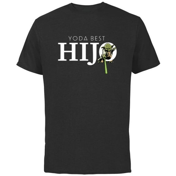 Star Wars Yoda Best Hijo Lightsaber Gift Familia Spanish- Short Sleeve Cotton T-Shirt for Adults - Customized-Black
