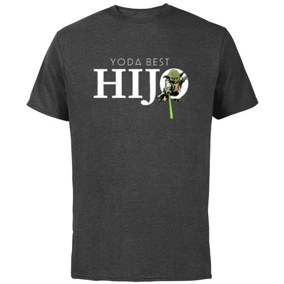 Star Wars Yoda Best Hijo Lightsaber Gift Familia Spanish- Short Sleeve Cotton T-Shirt for Adults - Customized-Charcoal