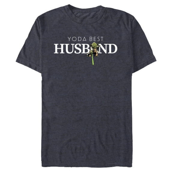 Star Wars Yoda Best Husband Lightsaber Birthday Anniversary- Short Sleeve Blended T-Shirt for Adults - Customized-Navy Heather