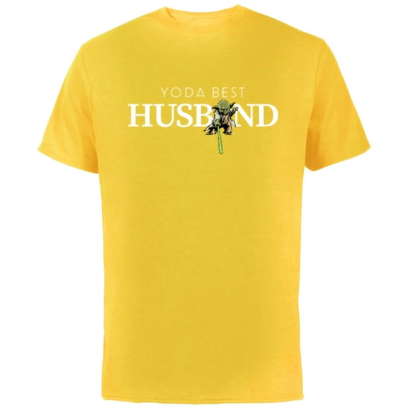 Star Wars Yoda Best Husband Lightsaber Birthday Anniversary- Short Sleeve Cotton T-Shirt for Adults - Customized-Yellow
