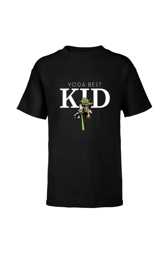Yoda Best Kid Lightsaber Gift for Family- Short Sleeve T-Shirt for Kids - Customized-Black