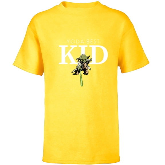 Star Wars Yoda Best Kid Lightsaber Gift for Family- Short Sleeve T-Shirt for Kids - Customized-Yellow