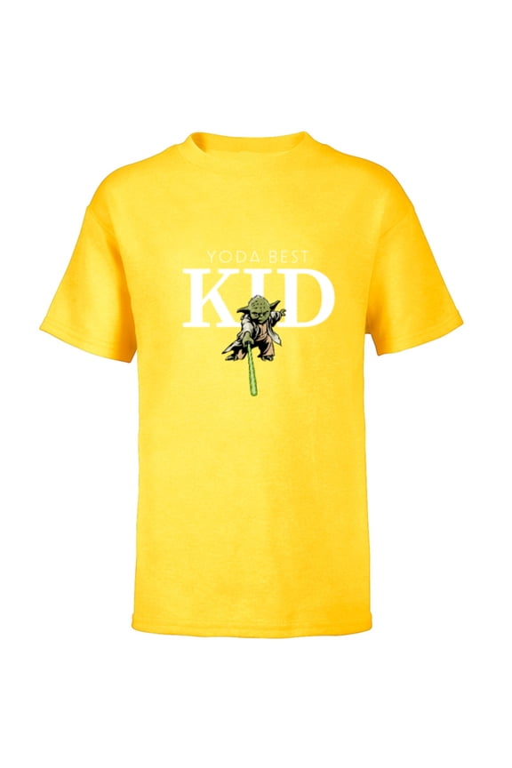 Yoda Best Kid Lightsaber Gift for Family- Short Sleeve T-Shirt for Kids - Customized-Yellow