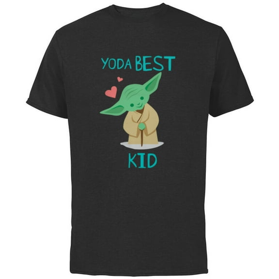 Star Wars Yoda Best Kid Yoda Chibi Portrait Family- Short Sleeve Cotton T-Shirt for Adults - Customized-Black