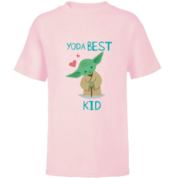 Star Wars Yoda Best Kid Yoda Chibi Portrait Family- Short Sleeve T-Shirt for Kids - Customized-Soft Pink