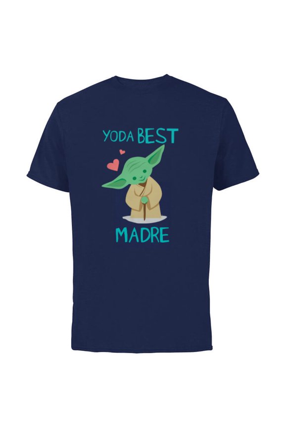 Yoda Best Madre Yoda Chibi Portrait Día de la Madre - Short Sleeve Cotton T-Shirt for Adults - Customized-Navy