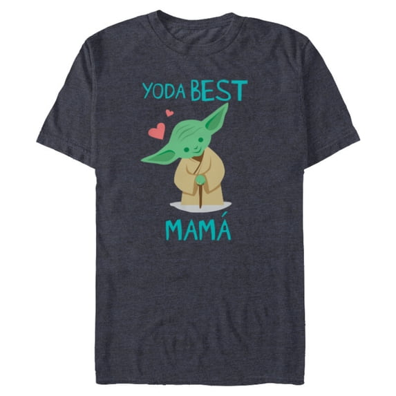 Star Wars Yoda Best Mamá Yoda Chibi Portrait Día de la Madre - Short Sleeve Blended T-Shirt for Adults - Customized-Navy Heather