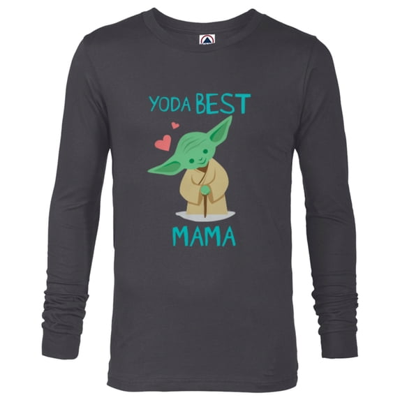 Star Wars Yoda Best Mama Yoda Chibi Portrait Mother’s Day - Long Sleeve T-Shirt for Men - Customized-Charcoal Heather