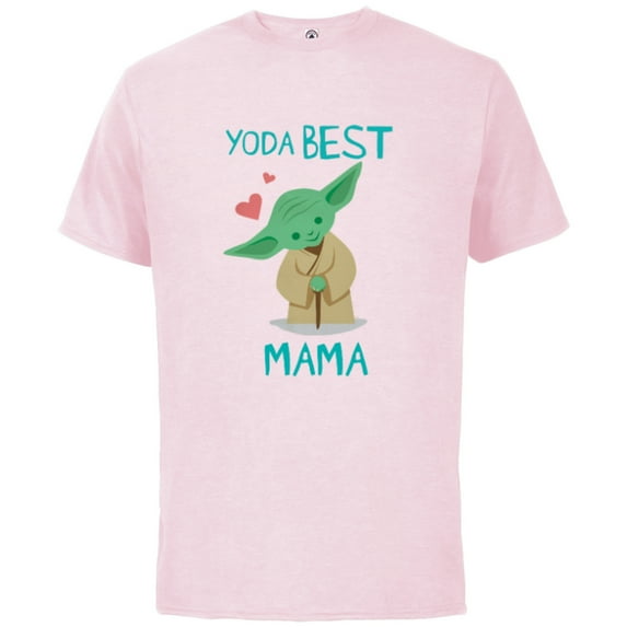 Star Wars Yoda Best Mama Yoda Chibi Portrait Mother’s Day - Short Sleeve Cotton T-Shirt for Adults - Customized-Soft Pink