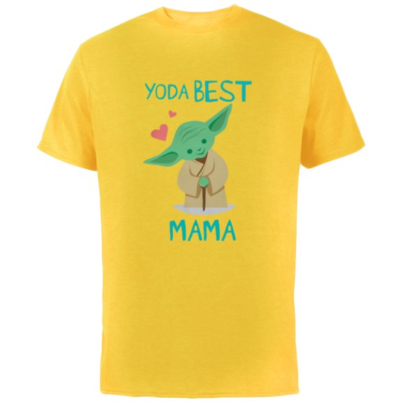 Star Wars Yoda Best Mama Yoda Chibi Portrait Mother’s Day - Short Sleeve Cotton T-Shirt for Adults - Customized-Yellow