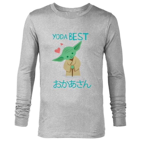 Star Wars Yoda Best Mom Chibi Portrait Mother’s Day Japanese - Long Sleeve T-Shirt for Men - Customized-Athletic Heather