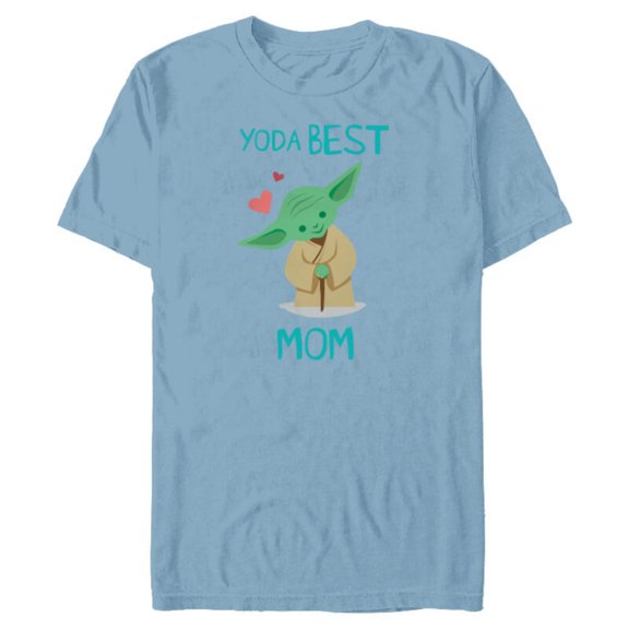 Star Wars Yoda Best Mom Hearts Mother's Day - Short Sleeve Blended T-Shirt for Adults - Customized-Ocean Blue