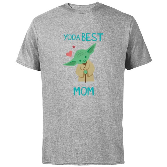 Star Wars Yoda Best Mom Hearts Mother's Day - Short Sleeve Cotton T-Shirt for Adults - Customized-Athletic Heather