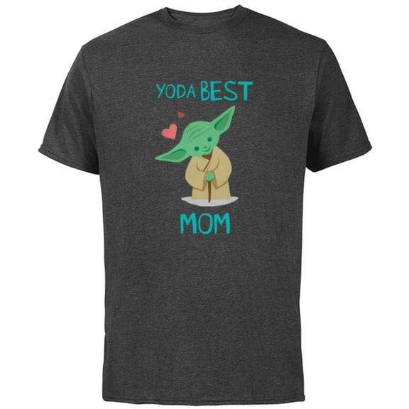 Star Wars Yoda Best Mom Hearts Mother's Day - Short Sleeve Cotton T-Shirt for Adults - Customized-Charcoal