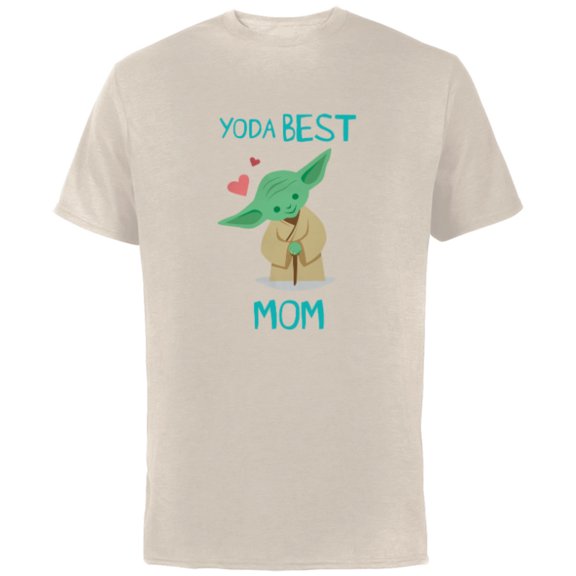 Star Wars Yoda Best Mom Hearts Mother's Day - Short Sleeve Cotton T-Shirt for Adults - Customized-Natural