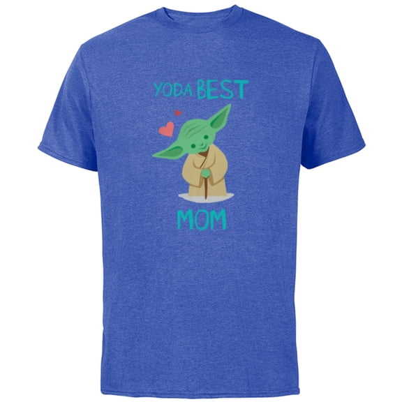 Star Wars Yoda Best Mom Hearts Mother's Day - Short Sleeve Cotton T-Shirt for Adults - Customized-Royal Heather