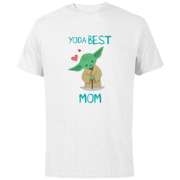 Star Wars Yoda Best Mom Hearts Mother's Day - Short Sleeve Cotton T-Shirt for Adults - Customized-White