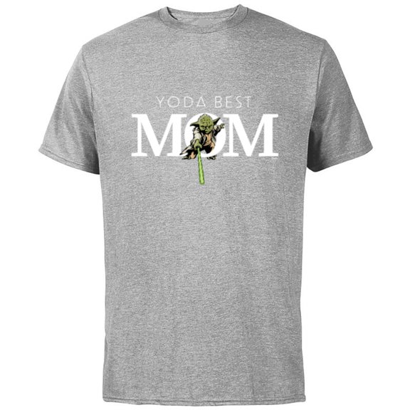Star Wars Yoda Best Mom Lightsaber Mother’s Day Gift - Short Sleeve Cotton T-Shirt for Adults - Customized-Athletic Heather