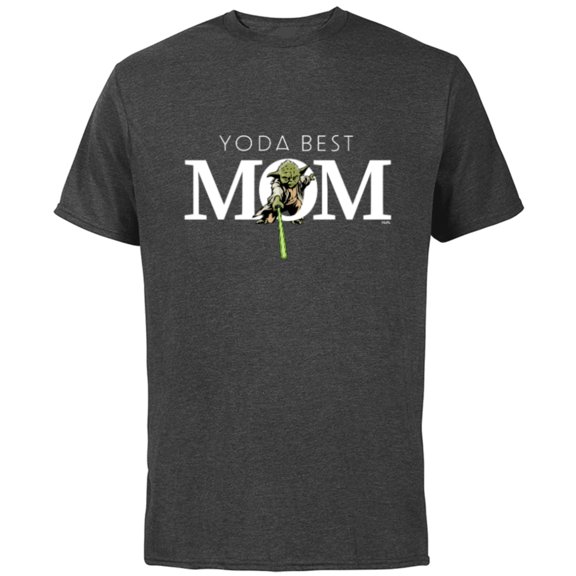 Star Wars Yoda Best Mom Lightsaber Mother’s Day Gift - Short Sleeve Cotton T-Shirt for Adults - Customized-Charcoal