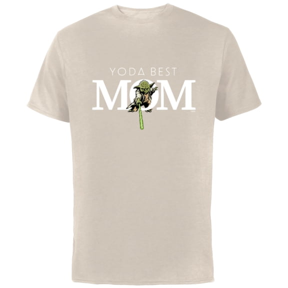 Star Wars Yoda Best Mom Lightsaber Mother’s Day Gift - Short Sleeve Cotton T-Shirt for Adults - Customized-Natural