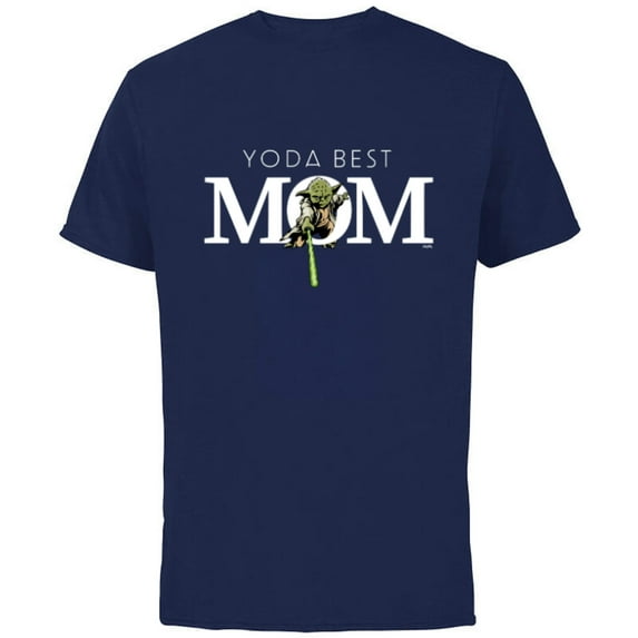 Star Wars Yoda Best Mom Lightsaber Mother’s Day Gift - Short Sleeve Cotton T-Shirt for Adults - Customized-Navy