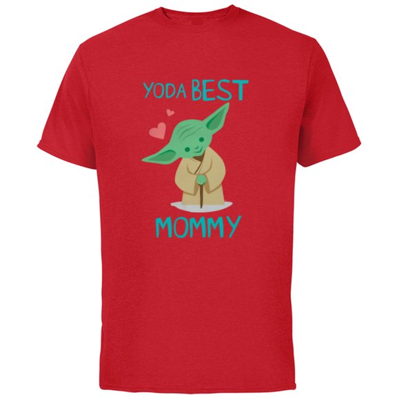 Star Wars Yoda Best Mommy Yoda Chibi Portrait Mother’s Day - Short Sleeve Cotton T-Shirt for Adults - Customized-Red
