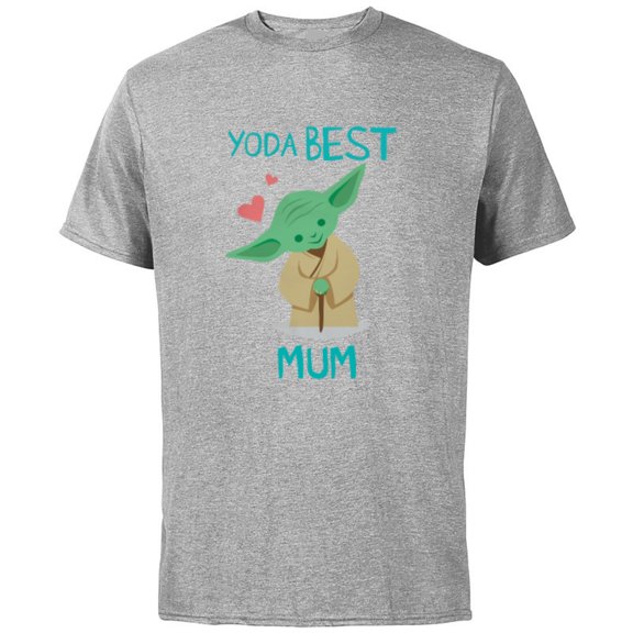 Star Wars Yoda Best Mum Yoda Chibi Portrait Mother’s Day - Short Sleeve Cotton T-Shirt for Adults - Customized-Athletic Heather