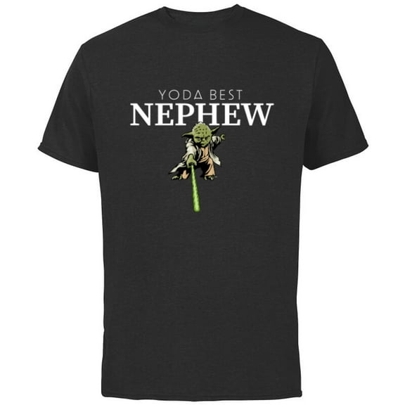 Star Wars Yoda Best Nephew Lightsaber Gift for Family- Short Sleeve Cotton T-Shirt for Adults - Customized-Black