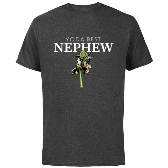 Star Wars Yoda Best Nephew Lightsaber Gift for Family- Short Sleeve Cotton T-Shirt for Adults - Customized-Charcoal