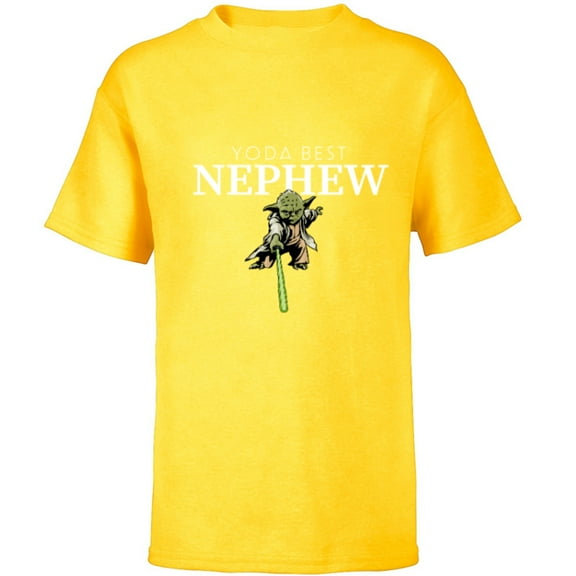 Star Wars Yoda Best Nephew Lightsaber Gift for Family- Short Sleeve T-Shirt for Kids - Customized-Yellow